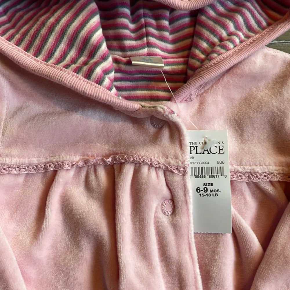 The Children’s place 3 piece set.  Pink Pants, Jacket & bib.  Size 6-9 months